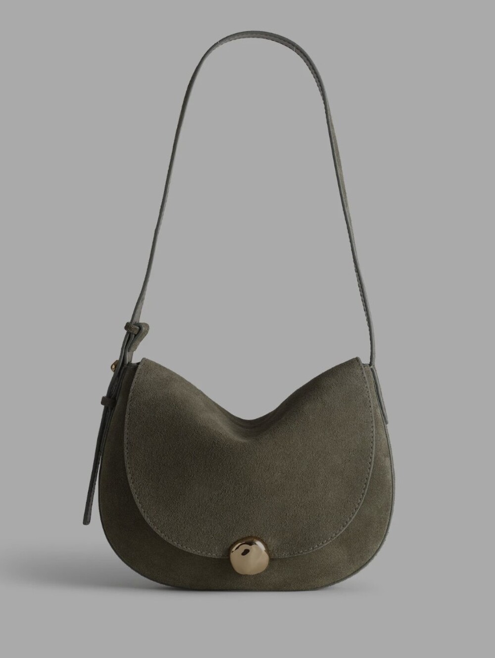 Madewell Sage Green Suede Shoulder Bag with Magnetic Closure